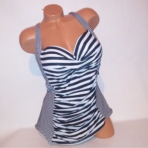 Torrid Black and White Striped Swimwear